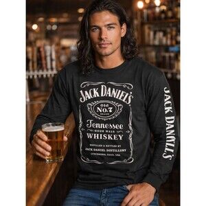 Jack Daniels Long Sleeve Tee Black Whiskey Logo Graphic Size Large